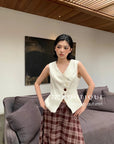 16a75 Asymmetrical-button gilet top