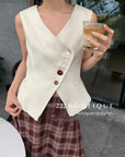 16a75 Asymmetrical-button gilet top