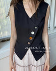 16a75 Asymmetrical-button gilet top