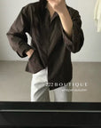 16A66 Striped cotton shirt – brown & white tones