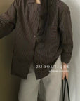 16A66 Striped cotton shirt – brown & white tones