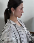 16A66 Striped cotton shirt – brown & white tones