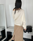 18a34 Off-shoulder cashmere sweater
