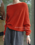 18a34 Off-shoulder cashmere sweater