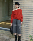 18a34 Off-shoulder cashmere sweater