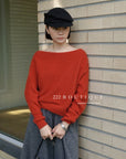 18a34 Off-shoulder cashmere sweater