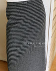 18v4 Striped long wool blend skirt