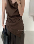 14a47 Asymmetrical Draped Top – Soft Linen Blend