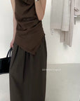 14a47 Asymmetrical Draped Top – Soft Linen Blend