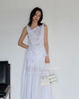 14a47 Asymmetrical Draped Top – Soft Linen Blend