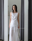 14a47 Asymmetrical Draped Top – Soft Linen Blend