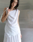 14a47 Asymmetrical Draped Top – Soft Linen Blend
