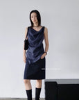 14a47 Asymmetrical Draped Top – Soft Linen Blend