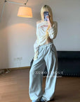 17q33 Cotton trousers with ruffled waist