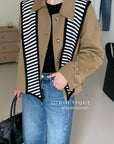 17a63 Suede trench-style jacket with classic collar and scarf