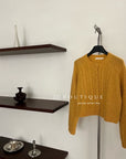 18a45 Beige cable-knit cashmere cardigan