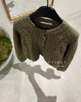 18a45 Beige cable-knit cashmere cardigan
