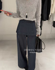 17q40 Layered denim pants with skirt overlay