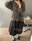 17v5 Khaki wool-blend long skirt