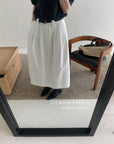 17v6 Pleated khaki wool-blend long skirt
