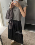 17v6 Pleated khaki wool-blend long skirt