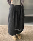 17v6 Pleated khaki wool-blend long skirt