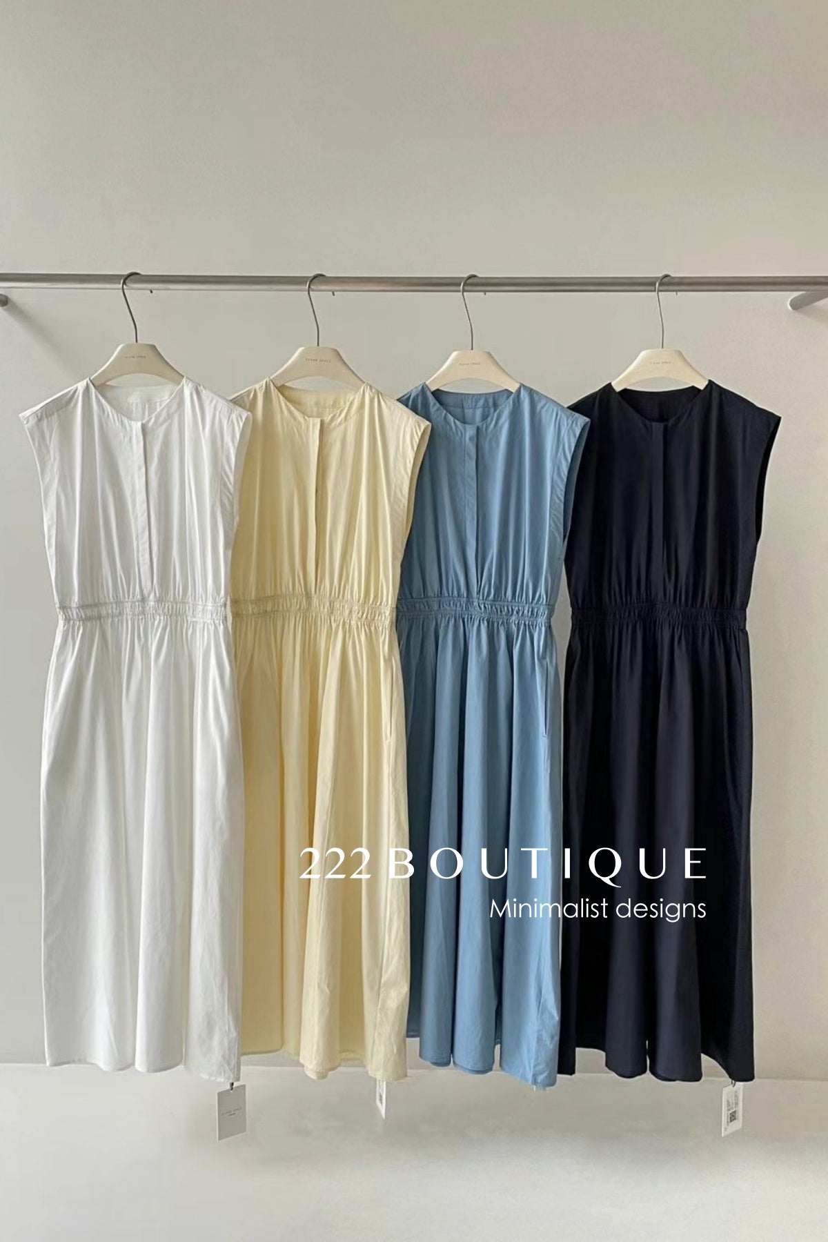 12v150 Sleeveless Gathered-Waist Dress – Modern Ease