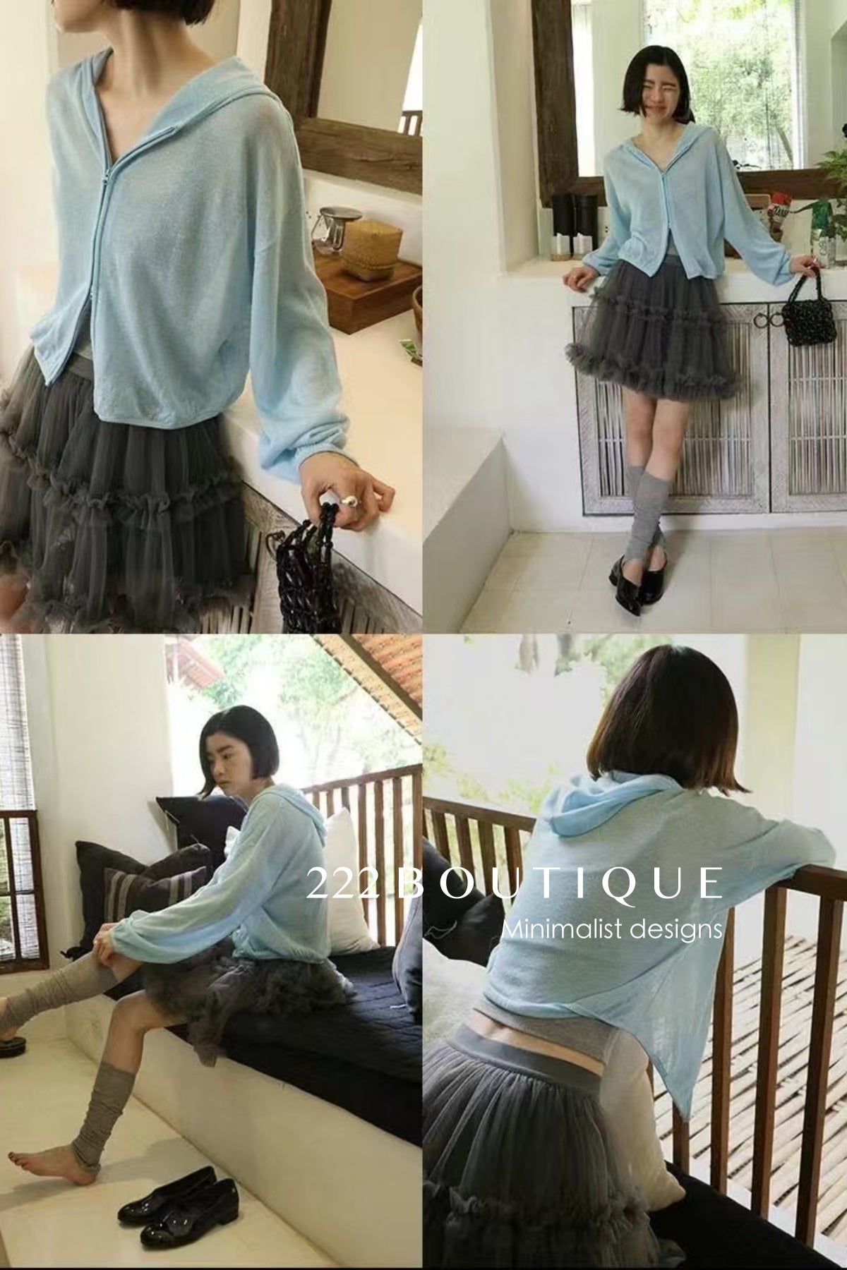 12a151- Lightweight Hooded Cardigan For Summer