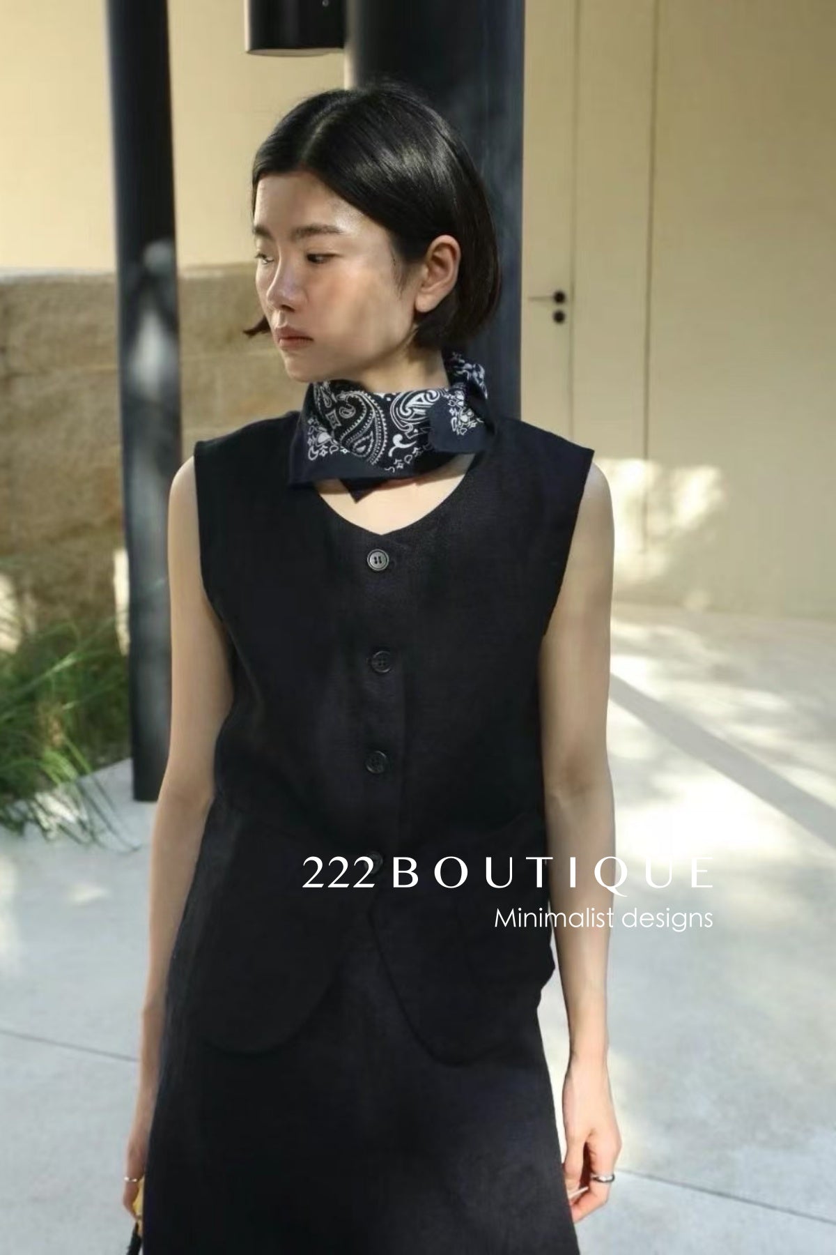 12A153 12V127 Minimal Vest and Long Skirt Set