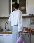 10A17 Lightweight V-neck Blouse with Lace Inserts