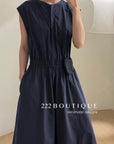 12v150 Sleeveless Gathered-Waist Dress – Modern Ease