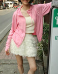 13V28 Floral ruched mini skirt