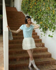 13V28 Floral ruched mini skirt