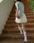 13V28 Floral ruched mini skirt