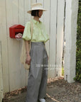 13q25 Long wide-leg pants with front overlay