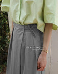 13q25 Long wide-leg pants with front overlay