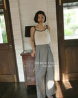 13q25 Long wide-leg pants with front overlay