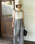 13q25 Long wide-leg pants with front overlay