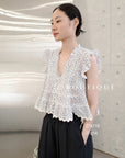 27A118- FLORAL RUFFLE TOP