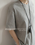 13a66 Graphic tee with ruffled hem
