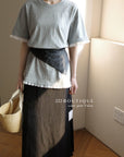 13a66 Graphic tee with ruffled hem