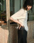 13a66 Graphic tee with ruffled hem