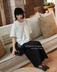 13a66 Graphic tee with ruffled hem