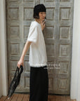 13a66 Graphic tee with ruffled hem