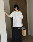 13a66 Graphic tee with ruffled hem