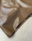 16a111 Basic leather jacket with notch collar