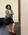 16a110 Tweed wool jacket with round neck