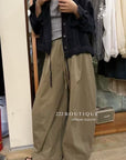 17q3 Korean wool-blend wide-leg trousers with elastic waist