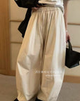 17q3 Korean wool-blend wide-leg trousers with elastic waist
