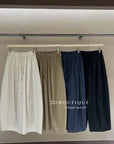 17q3 Korean wool-blend wide-leg trousers with elastic waist